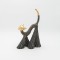 CAT POLYRESIN BLACK - GOLD 19.5x9.5x29.5cm 819-01399