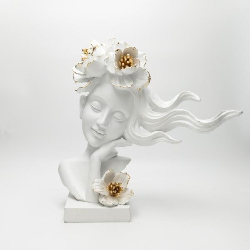 FACE WITH HAND POLYRESIN WHITE - GOLD 37x16.5x35.5cm 819-01410