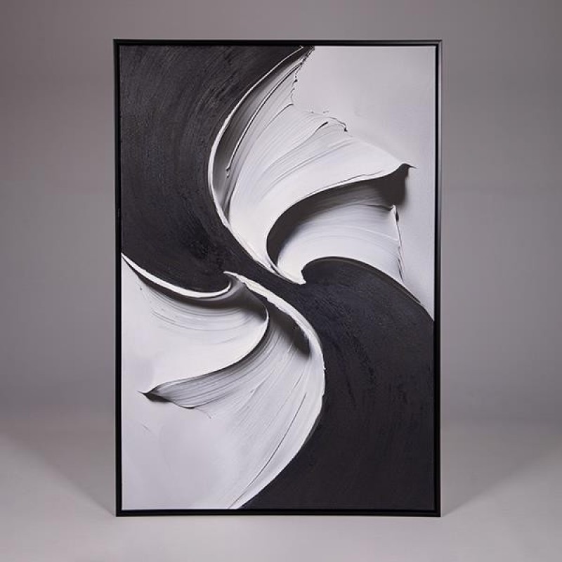 CANVAS WALL ART WITH RAISED PATTERN BLACK - WHITE 80X120cm 812-60020