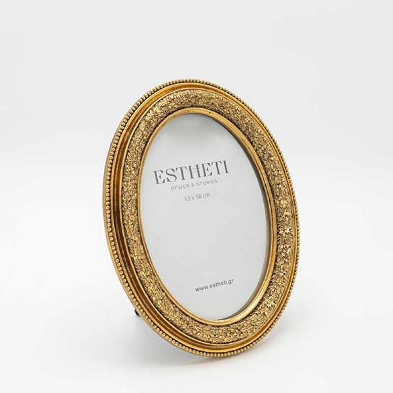 TABLE PHOTO ROUND FRAME (13x18), ANTIQUE GOLD, 17.5x2x22.5cm 815-00117