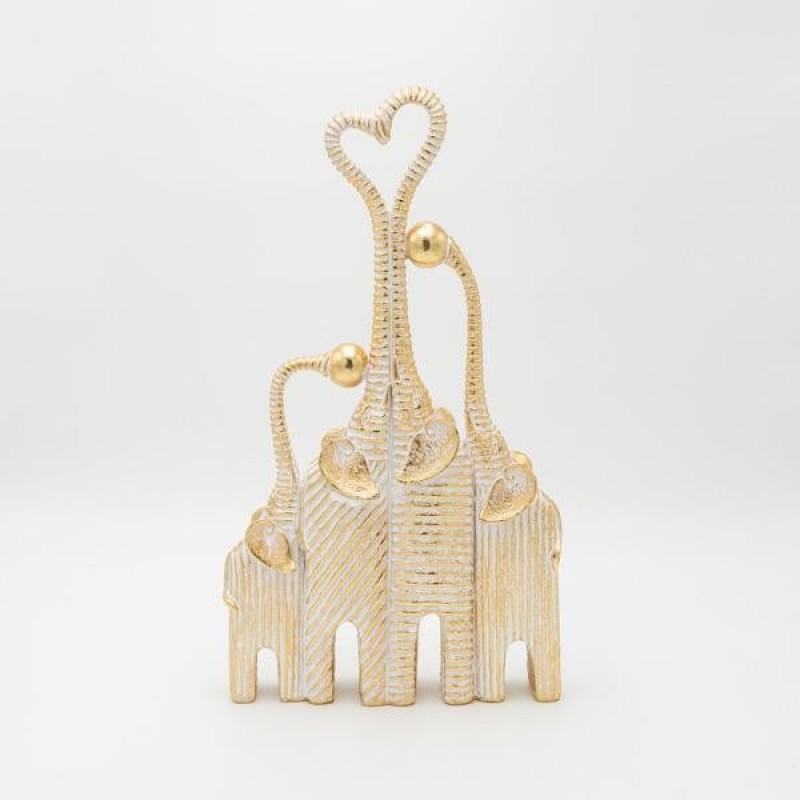 ELEPHANTS - HEART POLYRESIN GOLD 23x6x41cm 819-01413