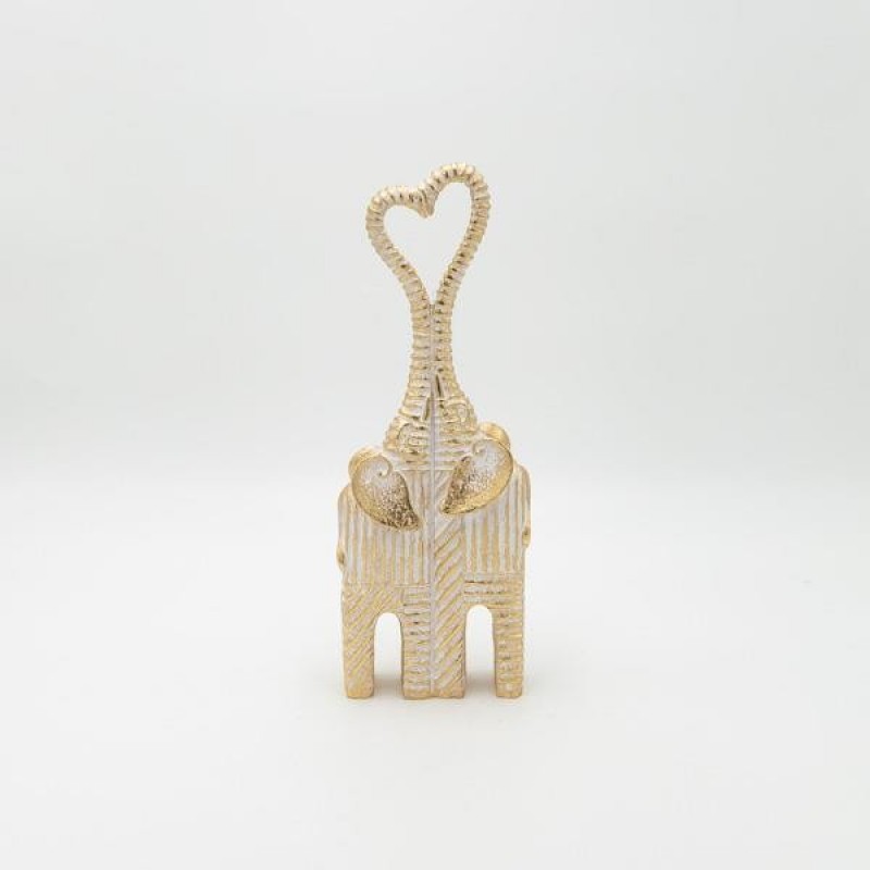 ELEPHANTS - HEART POLYRESIN GOLD 11x5.5x30cm 819-01414