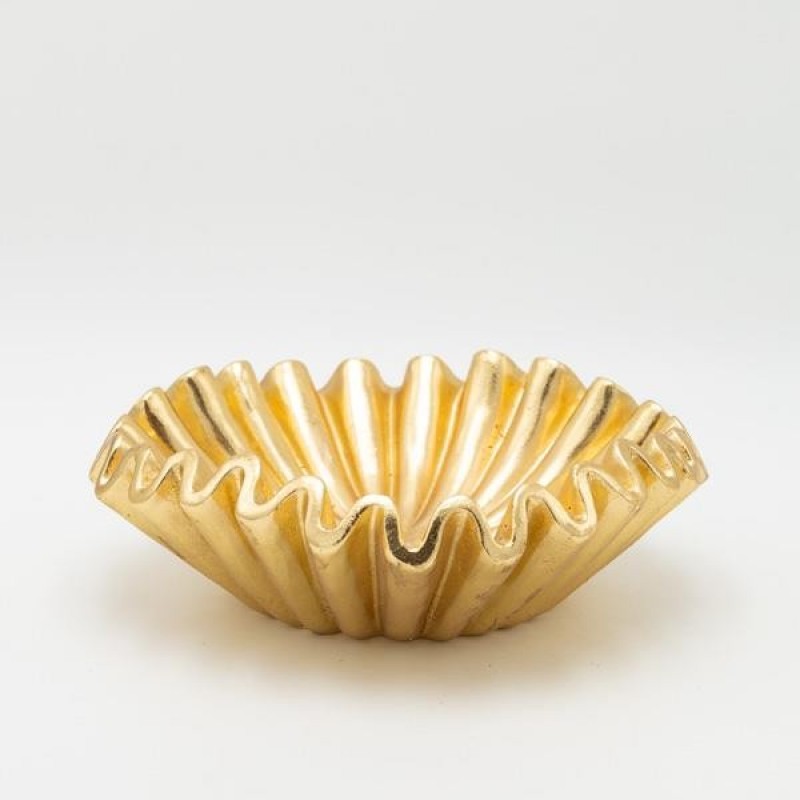 DECORATIVE PLATE POLYRESIN GOLD  24x24x8cm 819-01429