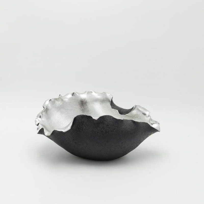 DECORATIVE PLATE - SHELL POLYRESIN SILVER - BLACK  29.5x20.5x13cm 819-01434