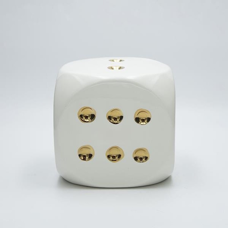 TABLE DECORATIVE DICE WHITE-GOLD 15x15x14.5cm 819-01452