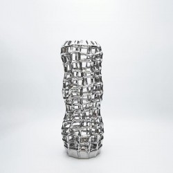 VASE CERAMIC SILVER   11.5x11.5x29.5cm 819-01455