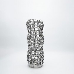 VASE CERAMIC SILVER   17x17x44cm 819-01456