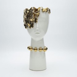 VASE CERAMIC WHITE-GOLD 14.5x15.5x30cm 819-01457