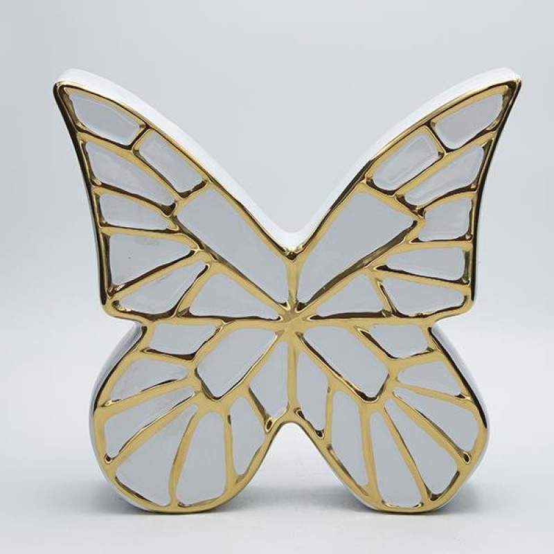 TABLE DECORATIVE BUTTERFLY WHITE-GOLD 25x6.5x24.5cm 819-01459