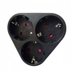 ADAPTOR SCHUKO TO 3 SCHUKO OVAL WITH SHUTTER PROTECTION BLACK 147-10306