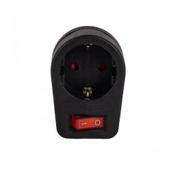 ADAPTOR FROM SCHUKO TO 1 SCHUKO WITH SWITCH & SHUTTER PROTECTION BLACK 147-10310