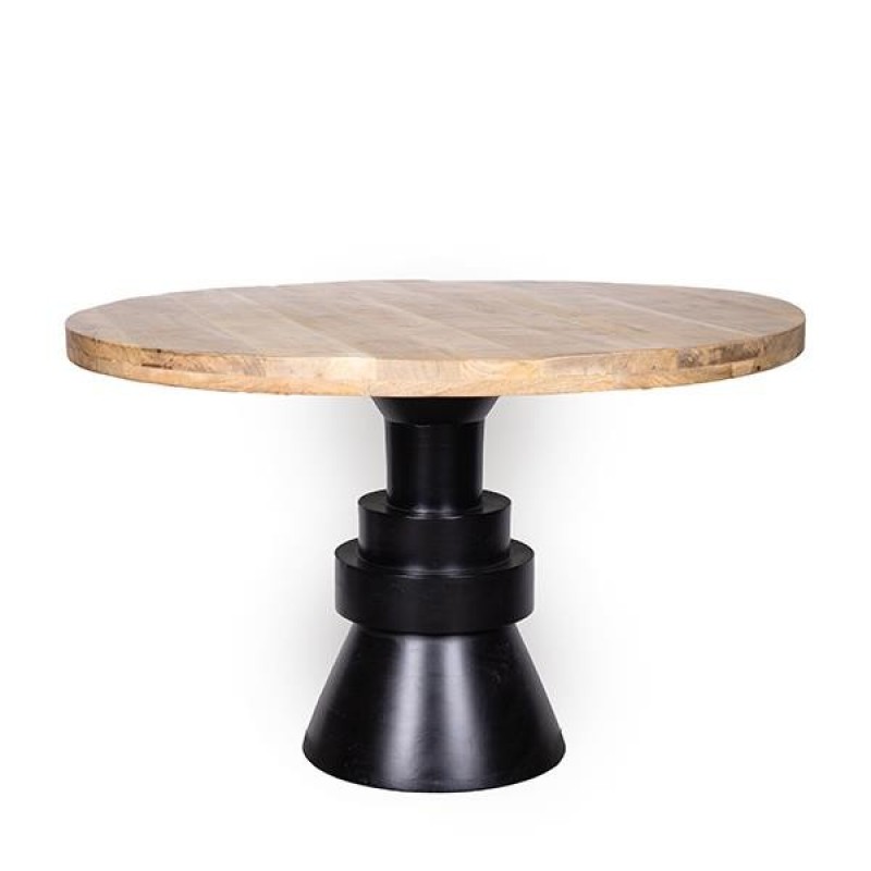 TABLE MANGO WOOD NATURAL-BLACK 120x120x74cm 810-00109
