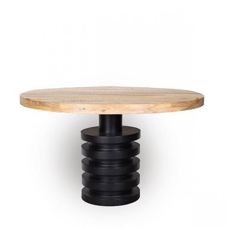 TABLE MANGO WOOD NATURAL-BLACK 120x120x74cm 810-00110