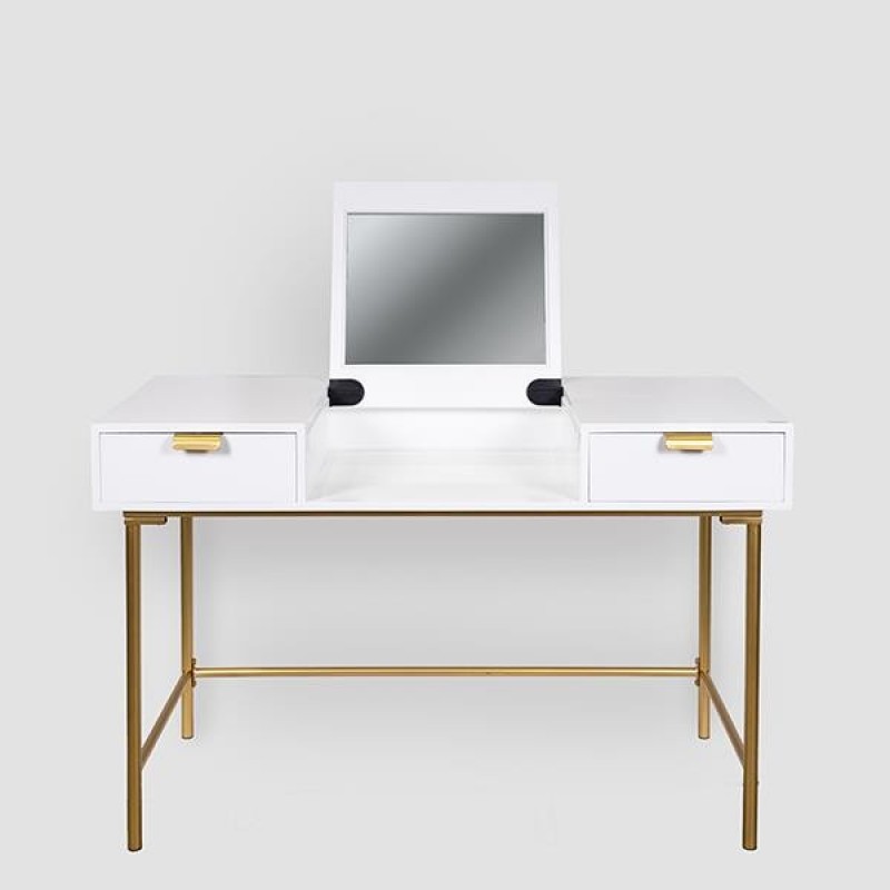 CONSOLE WOODEN WHITE WITH GOLD LEGS 120x57.5x76cm 810-00130