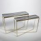 S/2  SIDE TABLES METAL GOLD GLASS TOP 106.5x35.5x78.5cm /99x30.5x72cm 810-00158
