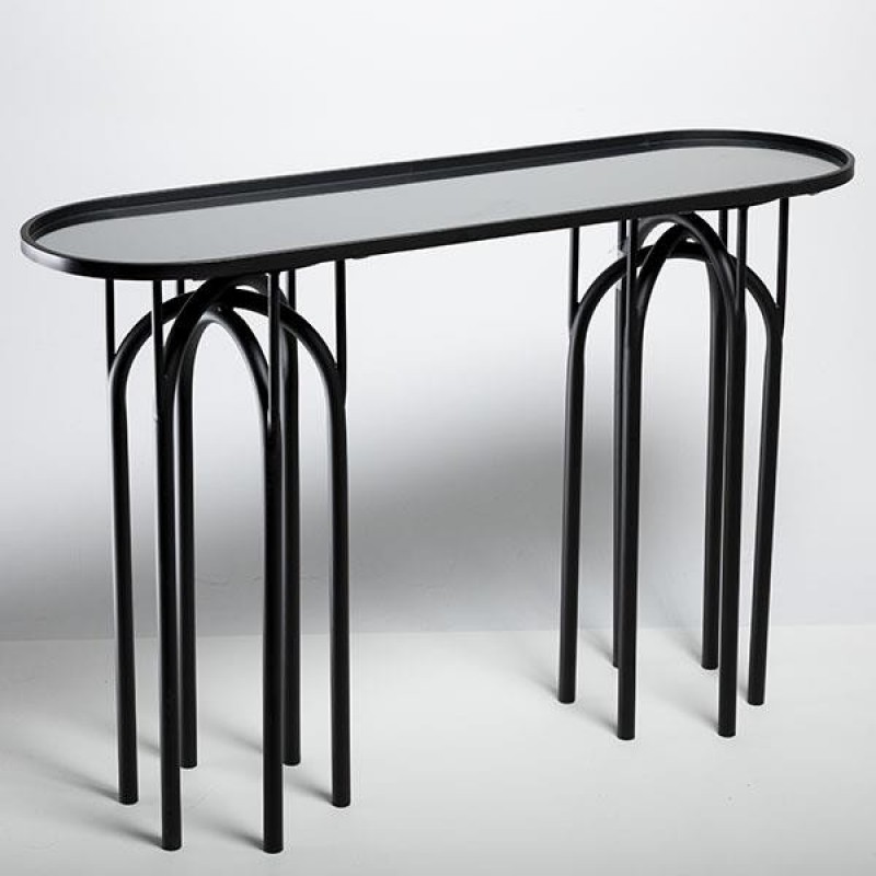 CONSOLE METAL BLACK WITH METAL BLACK TOP 120x35.5x81cm 810-00167