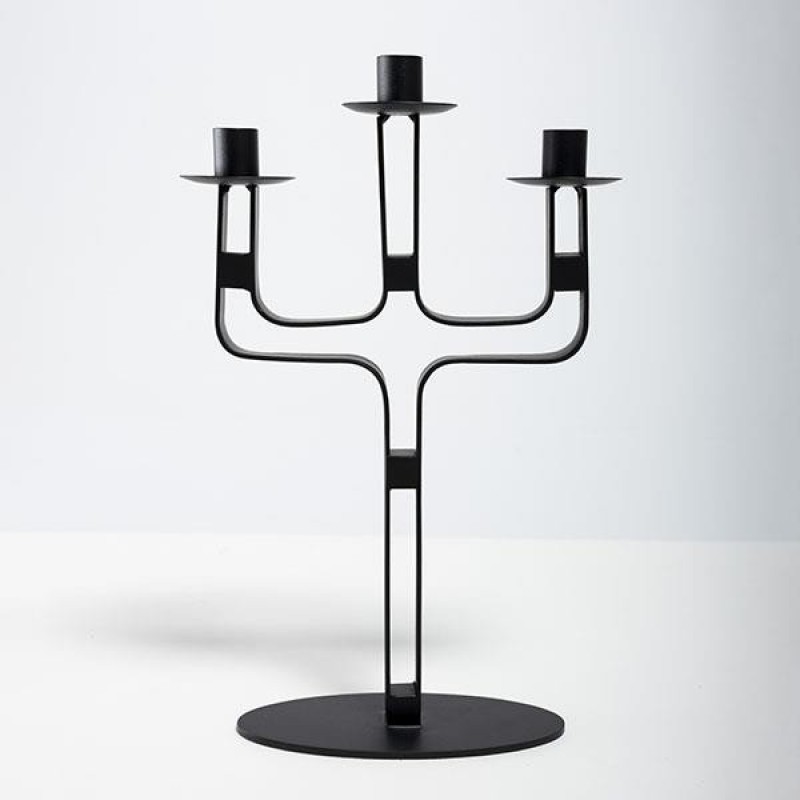 CANDLE HOLDER METALIC 3 POSITIONS BLACK 25.5x9x39.5cm 810-00169