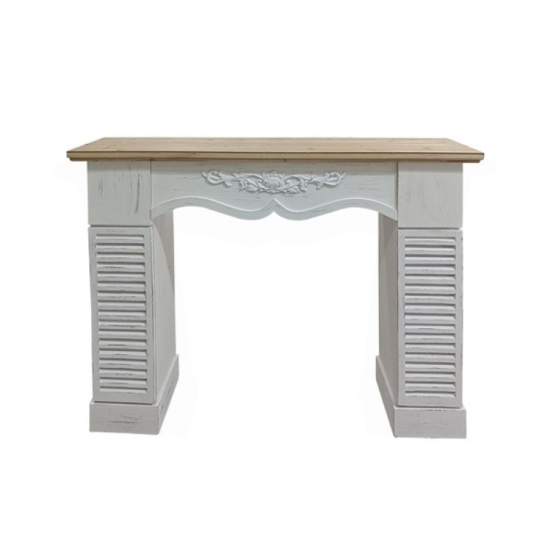 DECO WOODEN FIREPLACE WHITE - BROWN 115x25x101cm 810-00170