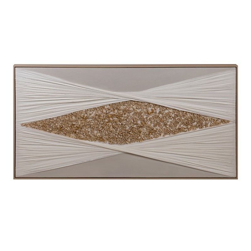 CANVAS WALL ART RHOMBUS WHITE-GOLD 122x4.5x62cm 812-10037