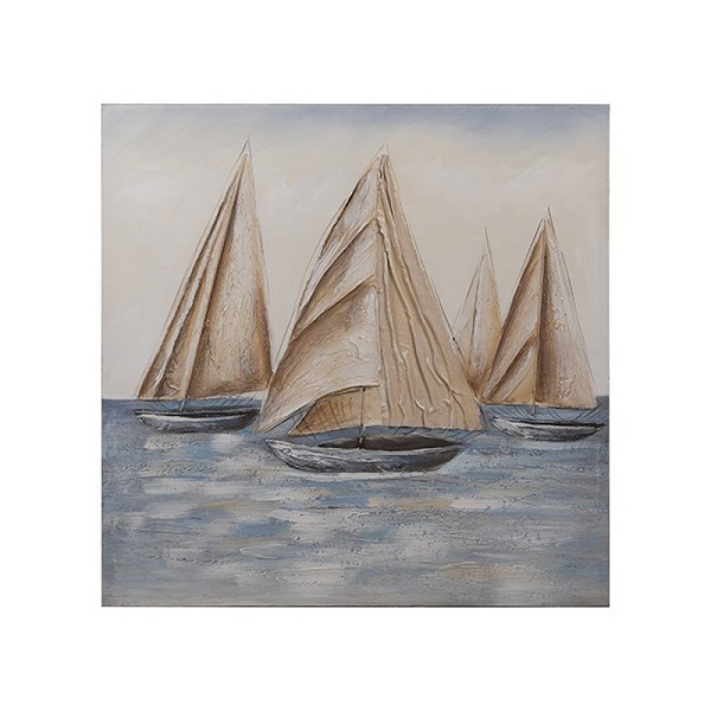 CANVAS WALL ART SHIPS BROWN-LIGHT BLUE 80x3x80cm 812-20060