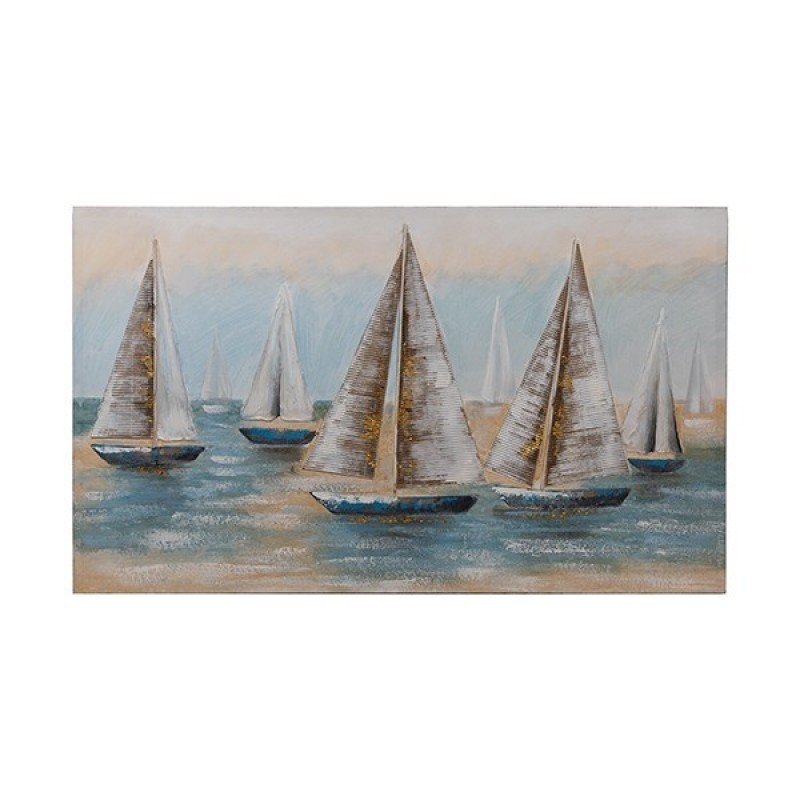 CANVAS WALL ART SHIPS LIGHT BLUE-WHITE-GOLD 100x60cm 812-20062