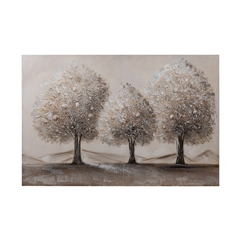 CANVAS WALL ART 3 TREES BROWN-WHITE-SILVER 120x80cm 812-20071