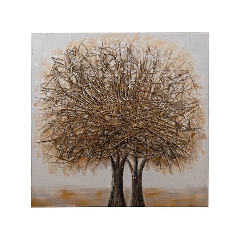 CANVAS WALL ART 2 TREES BROWN-BEIGE-ORANGE 82x4.5X82cm 812-20074