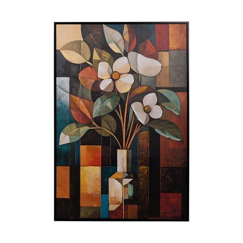 CANVAS WALL ART VASE WITH FLOWERS BROWN-WHITE-GREEN  62x92x3.5cm 812-20076