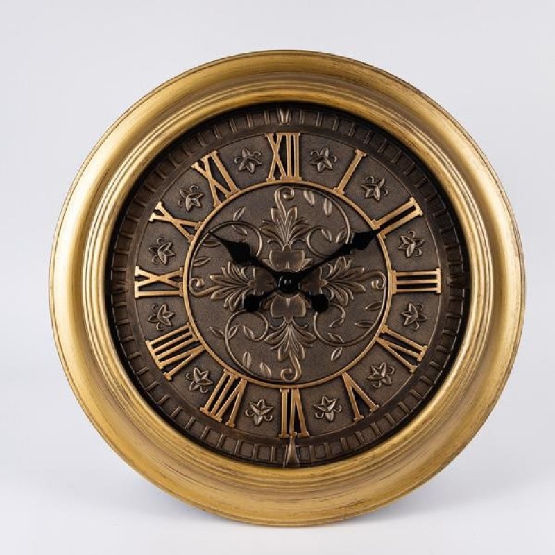 WALL CLOCK PLASTIC ANTIQUE BROWN 45.7x5x45.7cm 813-30011