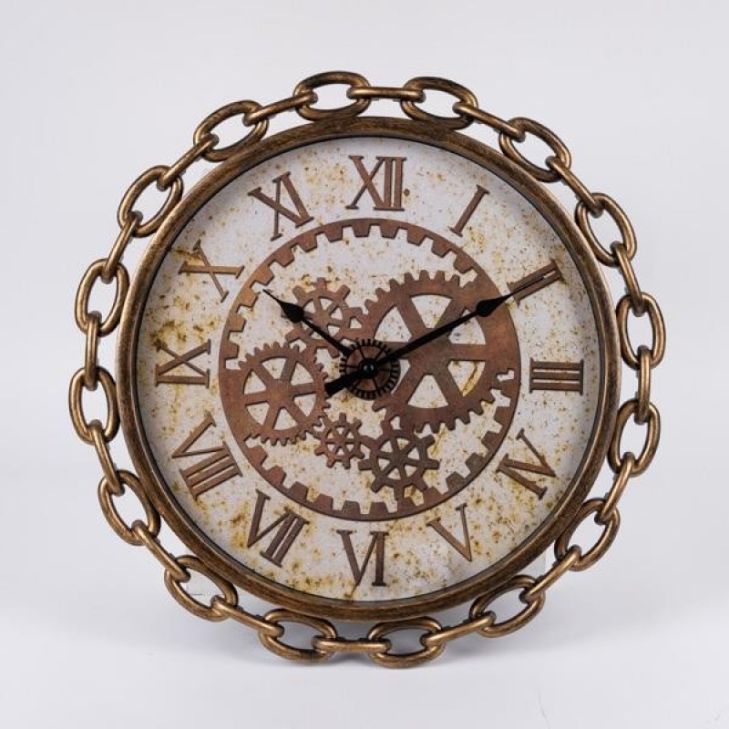WALL CLOCK PLASTIC ANTIQUE BRONZE 45.6x4.3x45.6cm 813-30017