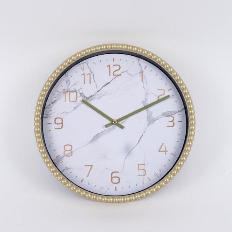 WALL CLOCK PLASTIC GOLD - WHITE 27x4x27cm 813-30029