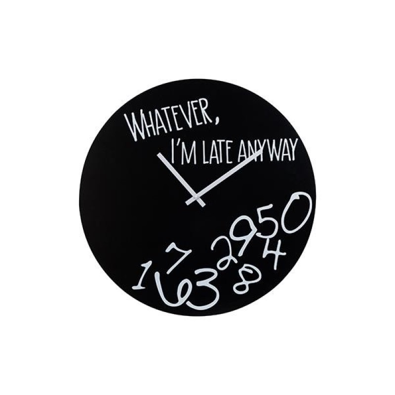 WALL CLOCK METAL- WOOD BLACK-WHITE 60x4.5x60cm 813-30076