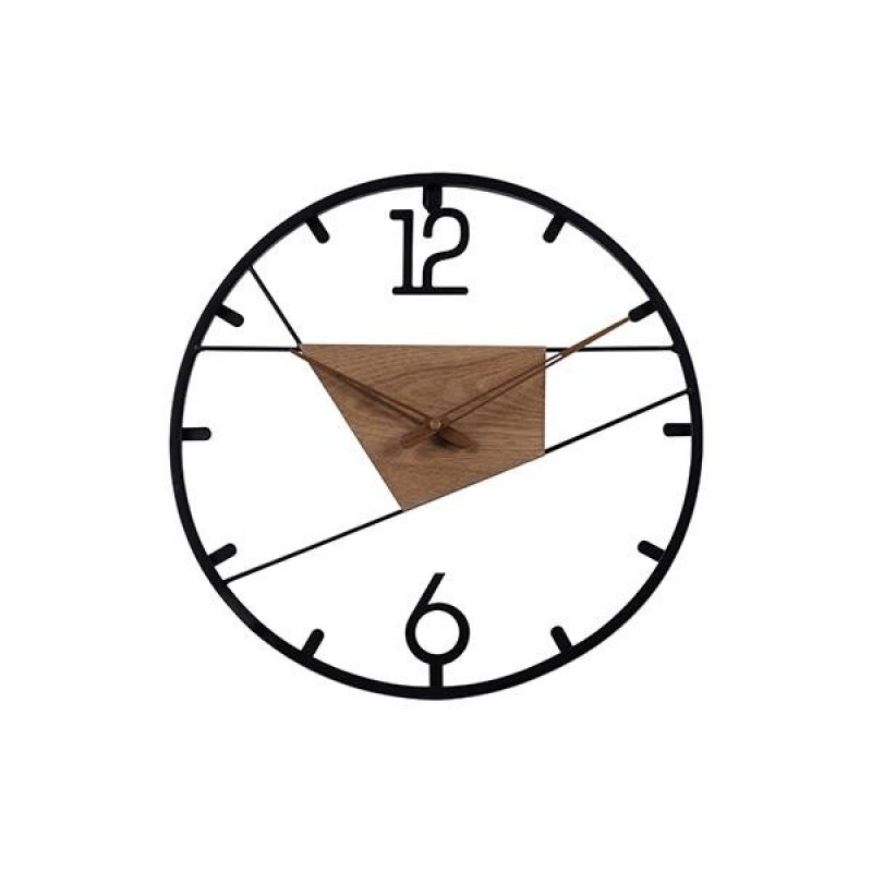 WALL CLOCK METAL- WOOD BLACK-BROWN 43x4.5x43cm 813-30077