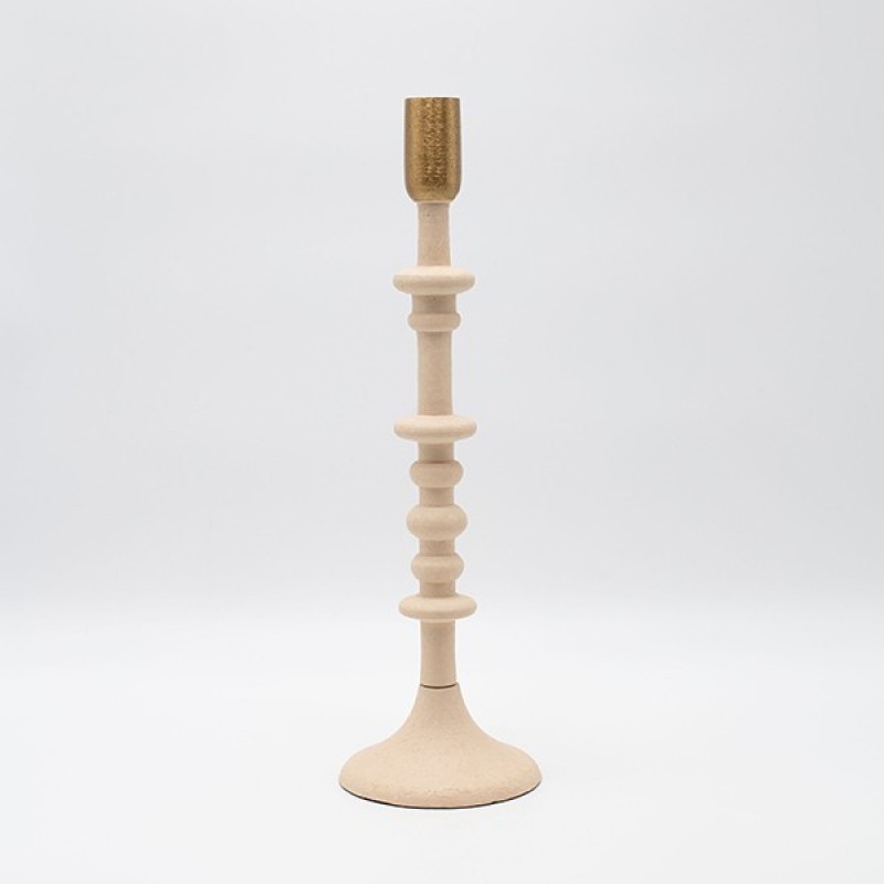 CANDLE HOLDER METAL BEIGE-GOLD 10.5x10.5x35.5cm 819-00301