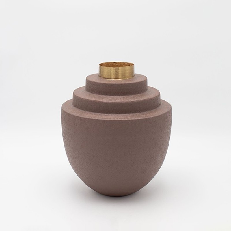 VASE METAL GREY-GOLD 21x21x24cm 819-00309