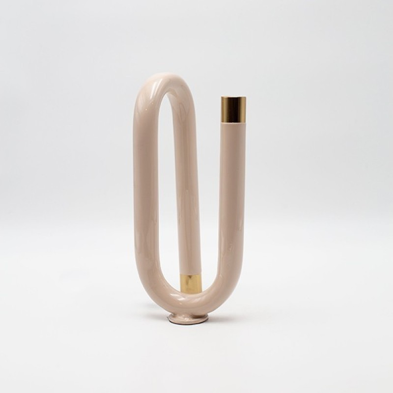 CANDLE HOLDER METAL BEIGE-GOLD 11x9x20cm 819-00312
