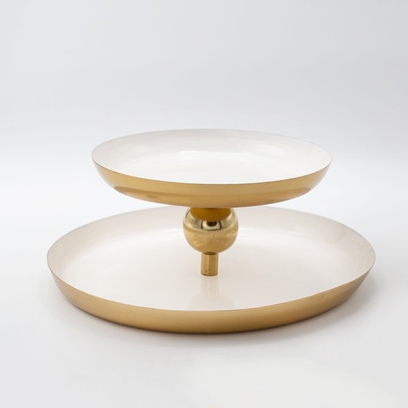 SERVICE STAND 2 LEVELS METAL WHITE-GOLD 25x25x10cm 819-00313
