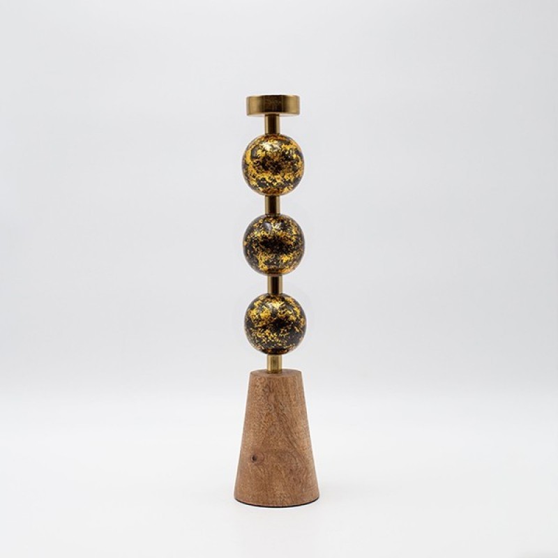 CANDLE HOLDER METAL NATURAL-GOLD 7x7x33cm 819-00315