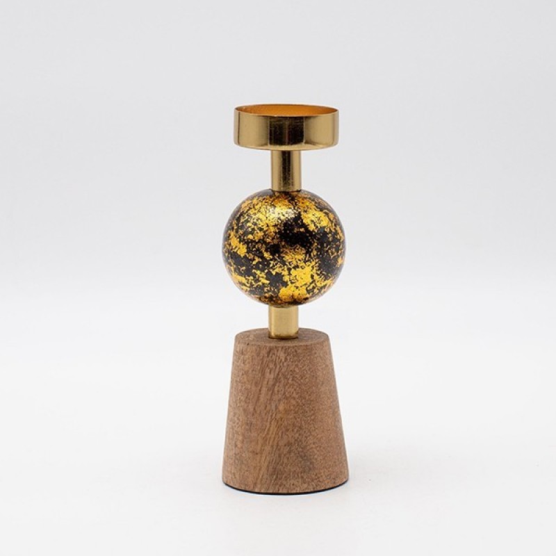 CANDLE HOLDER METAL NATURAL-GOLD 5x5x16cm 819-00317