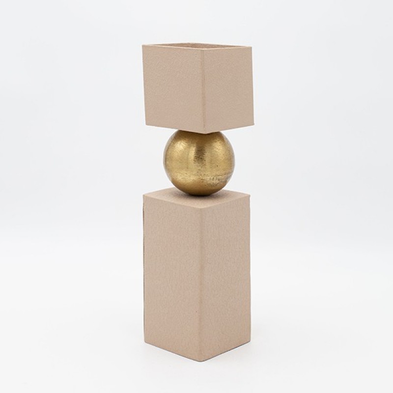 VASE METAL BEIGE-GOLD 8x8x32cm 819-00320