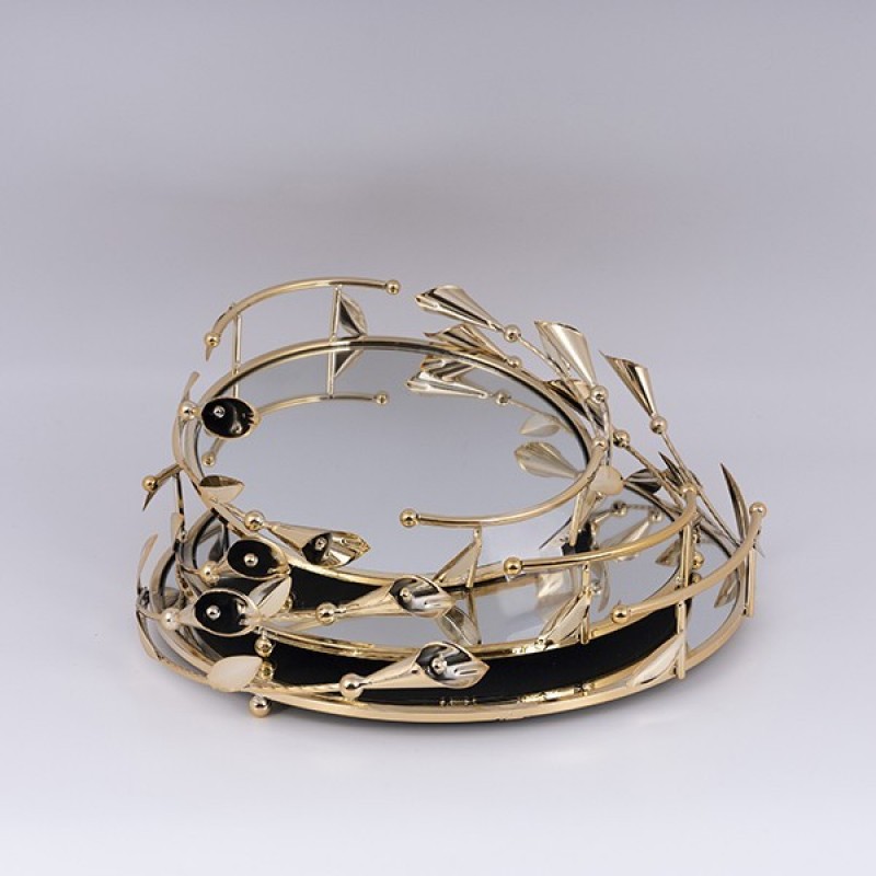S/3 TRAY METAL WITH MIRROR GOLD 38cm /33cm /28cm 819-00968