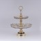 DECORATIVE CAKE STAND 2 TIERS GLASS WITH GOLD DETAILS 31x42cm 819-00975