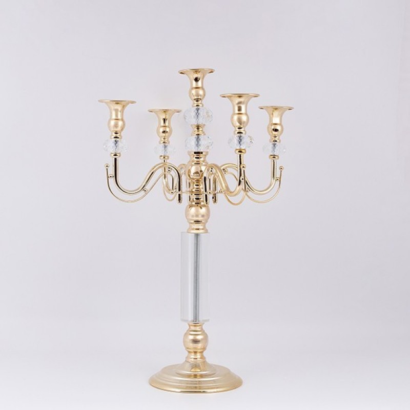 CANDLE HOLDER METAL GOLD 5 POSITIONS 28x52cm 819-00983