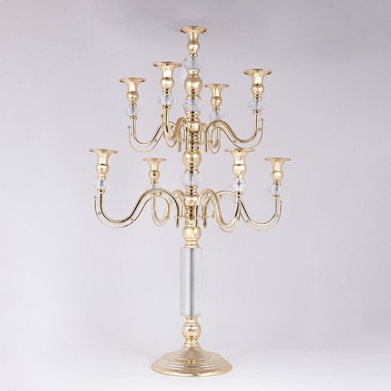 CANDLE HOLDER METAL GOLD 9 POSITIONS 37x34x76cm 819-00984