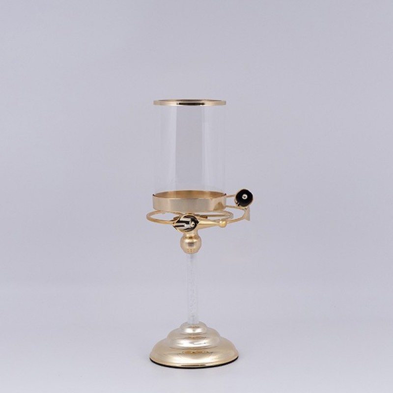 CANDLE HOLDER WITH METALLIC BASE GOLD 12x36cm 819-01019