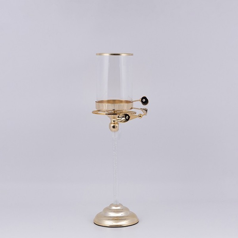 CANDLE HOLDER WITH METALLIC BASE GOLD 12x41cm 819-01020