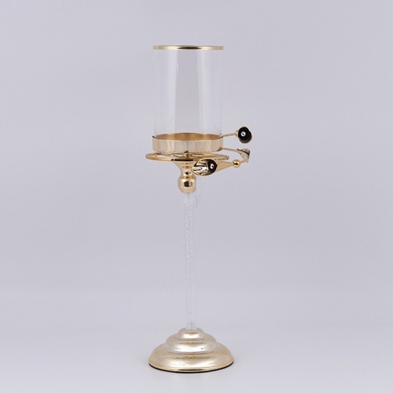 CANDLE HOLDER WITH METALLIC BASE GOLD 12x46cm 819-01021