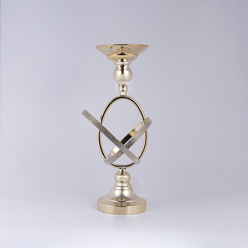 CANDLE HOLDER METALLIC GOLD 19x25cm 819-01022