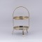 DECORATIVE CAKE STAND 2 TIERS GLASS WITH GOLD DETAILS 20x38cm 819-01025