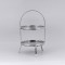 DECORATIVE CAKE STAND 2 TIERS GLASS WITH SILVER DETAILS 20x38cm 819-01027